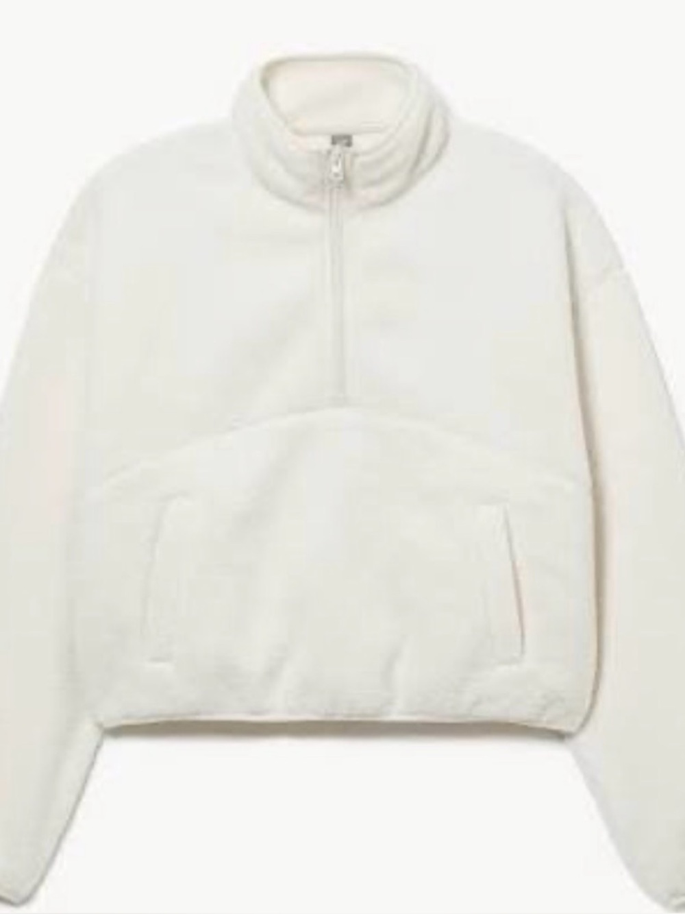 VIRAL JOE FRESH FUZZY QUATER ZIP IN WHITE. SIZE 2X